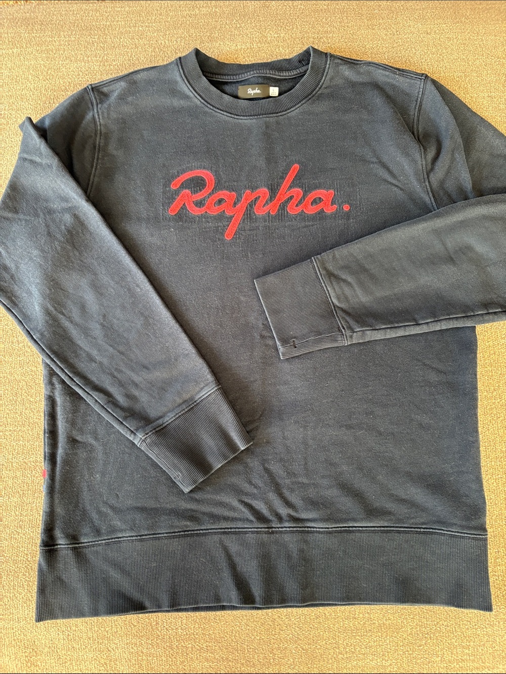 RAPHA Biker Cycling Biking Racing Navy Crewneck Sweatshirt Size Large